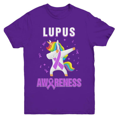 Inspirational Lupus Awareness Unicorn Support Youth-Youth Shirt-Youth T-Shirt-Purple