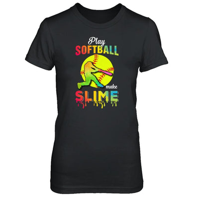Play Softball Make Slime Watercolor For Girl Women-T-Shirt & Tank Top-Women's T-Shirt-Black