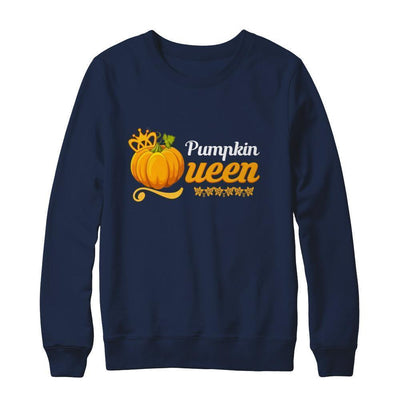 Pumpkin Queen Cute Pumpkin Spice Funny Halloween-T-Shirt & Sweatshirt-Crewneck Sweatshirt-Navy