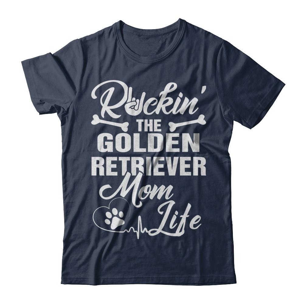 Rockin The Golden Retriever Mom Life Men Style-T-Shirt & Hoodie-Classic T-Shirt-Navy