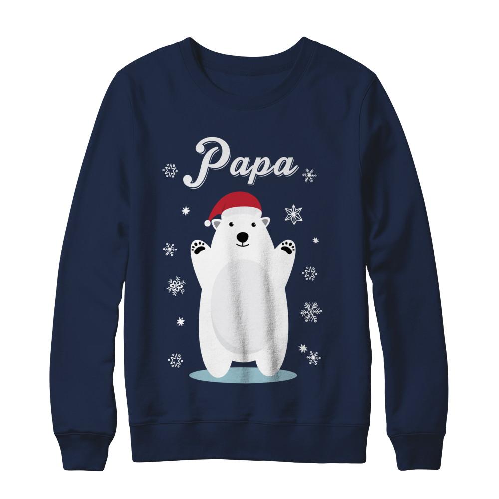 Papa Bear Christmas Santa Pajamas-T-Shirt & Sweatshirt-Crewneck Sweatshirt-Navy