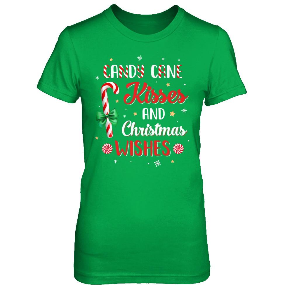 Candy Cane Kisses And Christmas Wishes Gifts-T-Shirt & Sweatshirt-Women's T-Shirt-Irish Green