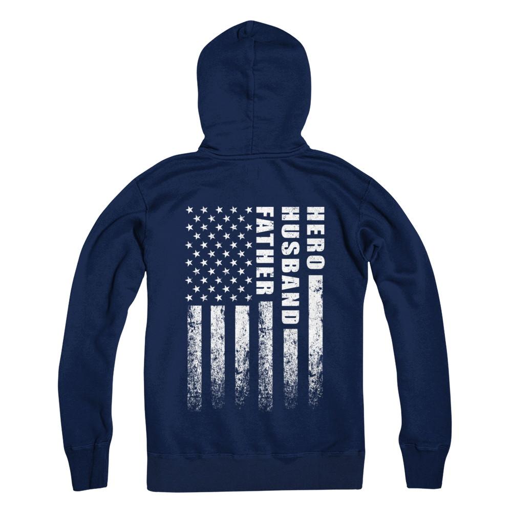 Veteran Soldier Husband Dad Hero Fathers Day Gift-T-Shirt & Hoodie-Pullover Hoodie-Navy