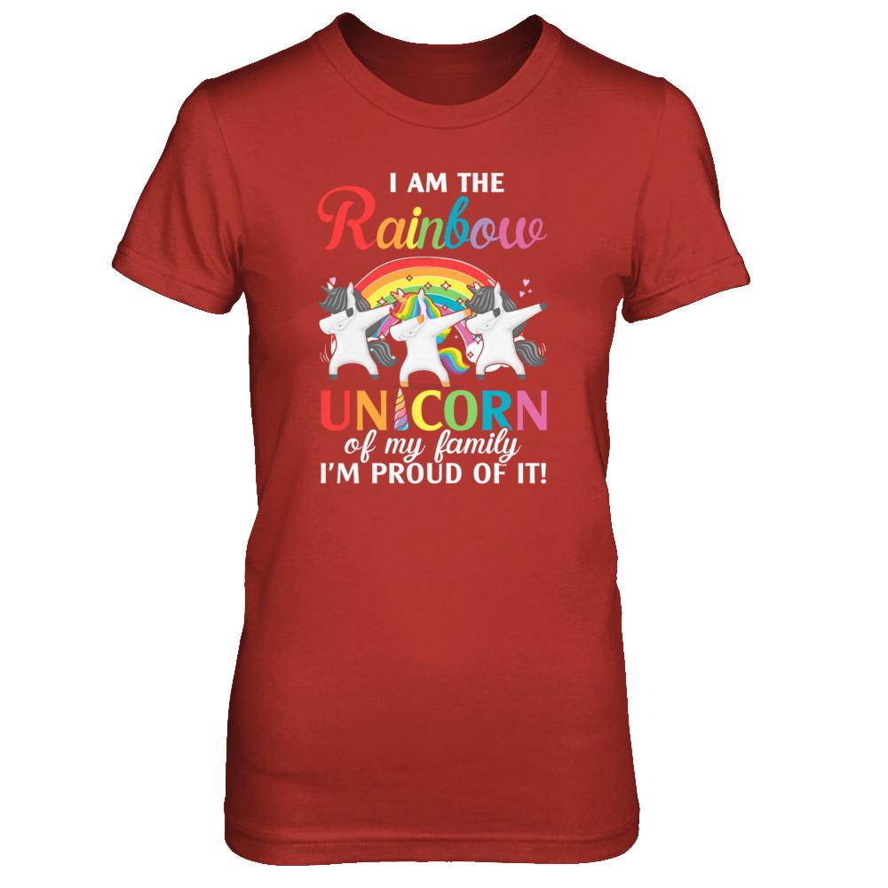 I Am The Rainbow Unicorn Of My Family Lesbian LGBT-T-Shirt & Tank Top-Women's T-Shirt-Red