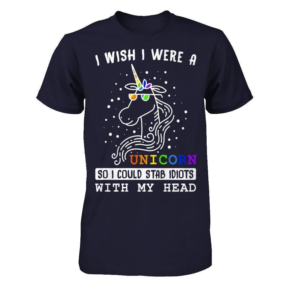 I Wish I Were A Unicorn So I Could Stab Idiots With My Head-T-Shirt & Hoodie-Premium T-Shirt-Midnight Navy