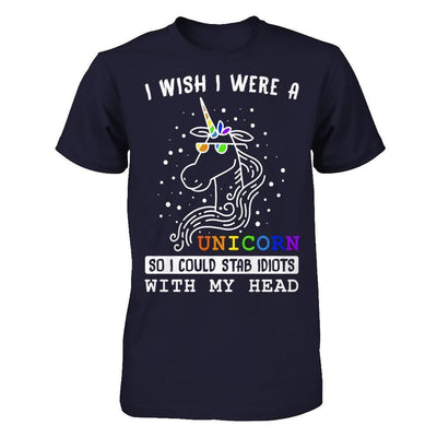 I Wish I Were A Unicorn So I Could Stab Idiots With My Head-T-Shirt & Hoodie-Premium T-Shirt-Midnight Navy