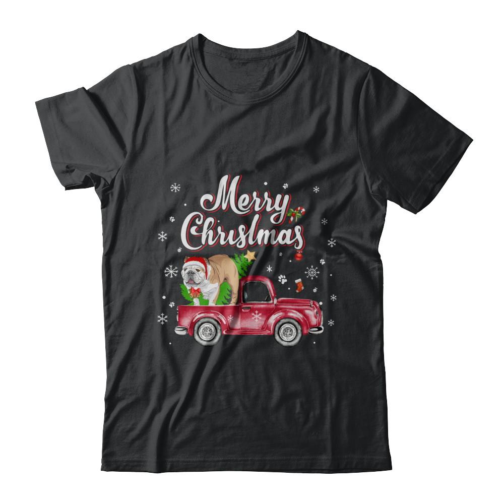 Bulldog Rides Red Truck Christmas Pajama