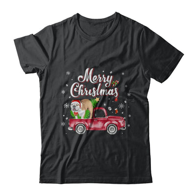 Bulldog Retriever Rides Red Truck Christmas Pajama-T-Shirt & Sweatshirt-Classic T-Shirt-Black