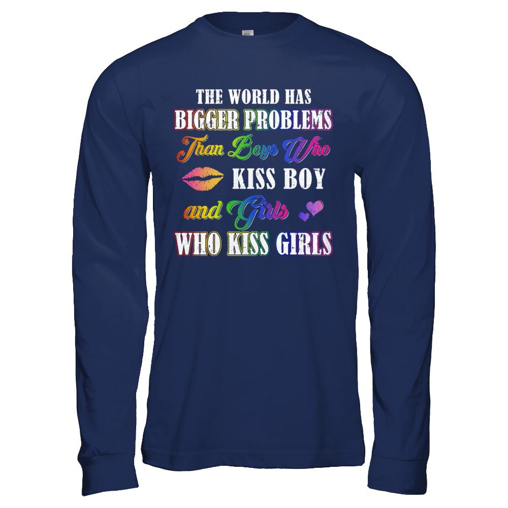Lgbt Gay Lesbian The World Has Bigger Problems Than Boys-T-Shirt & Hoodie-Long Sleeve T-Shirt-Navy