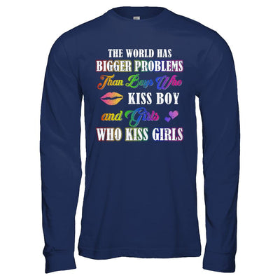Lgbt Gay Lesbian The World Has Bigger Problems Than Boys-T-Shirt & Hoodie-Long Sleeve T-Shirt-Navy