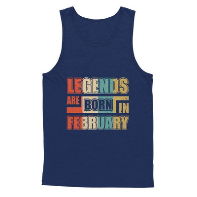 Classic Vintage Legends Are Born In February Birthday-T-Shirt & Hoodie-Unisex Tank-Navy