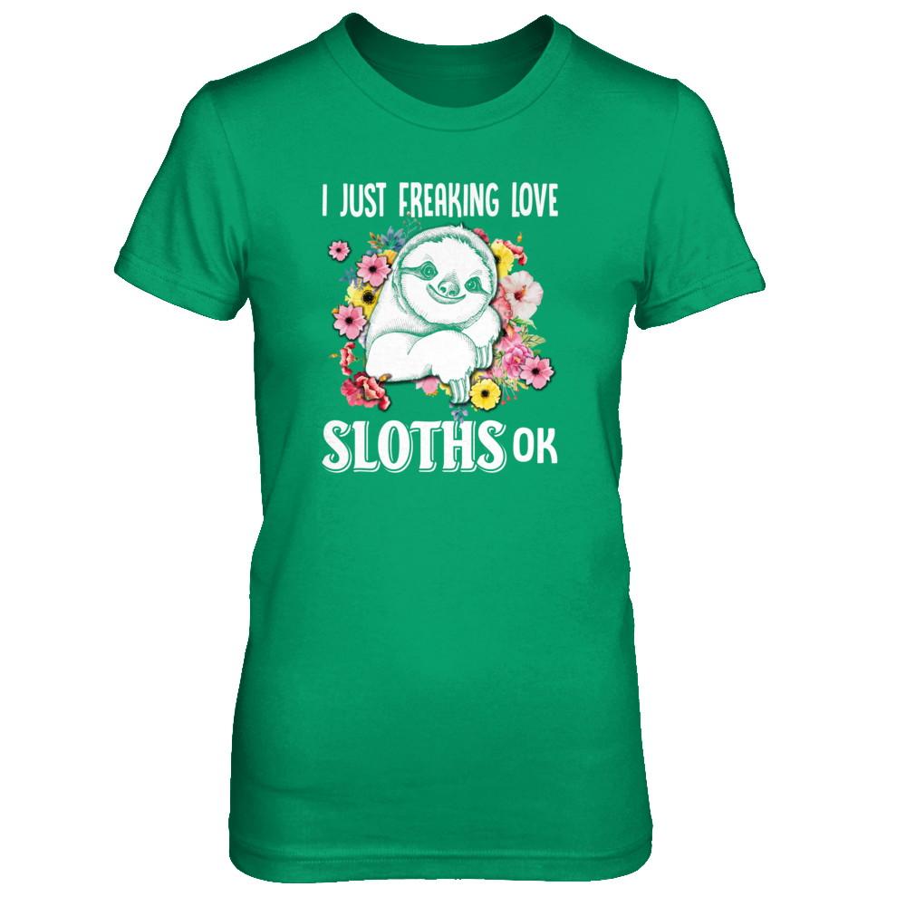 I Just Freaking Love Sloths-T-Shirt & Tank Top-Women's T-Shirt-Irish Green