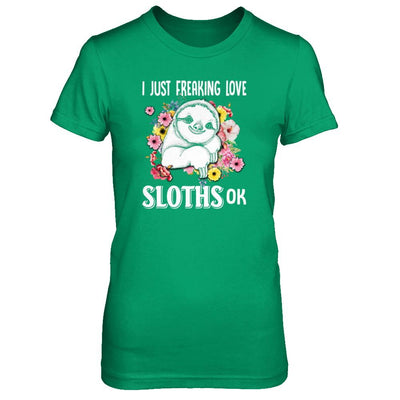 I Just Freaking Love Sloths-T-Shirt & Tank Top-Women's T-Shirt-Irish Green