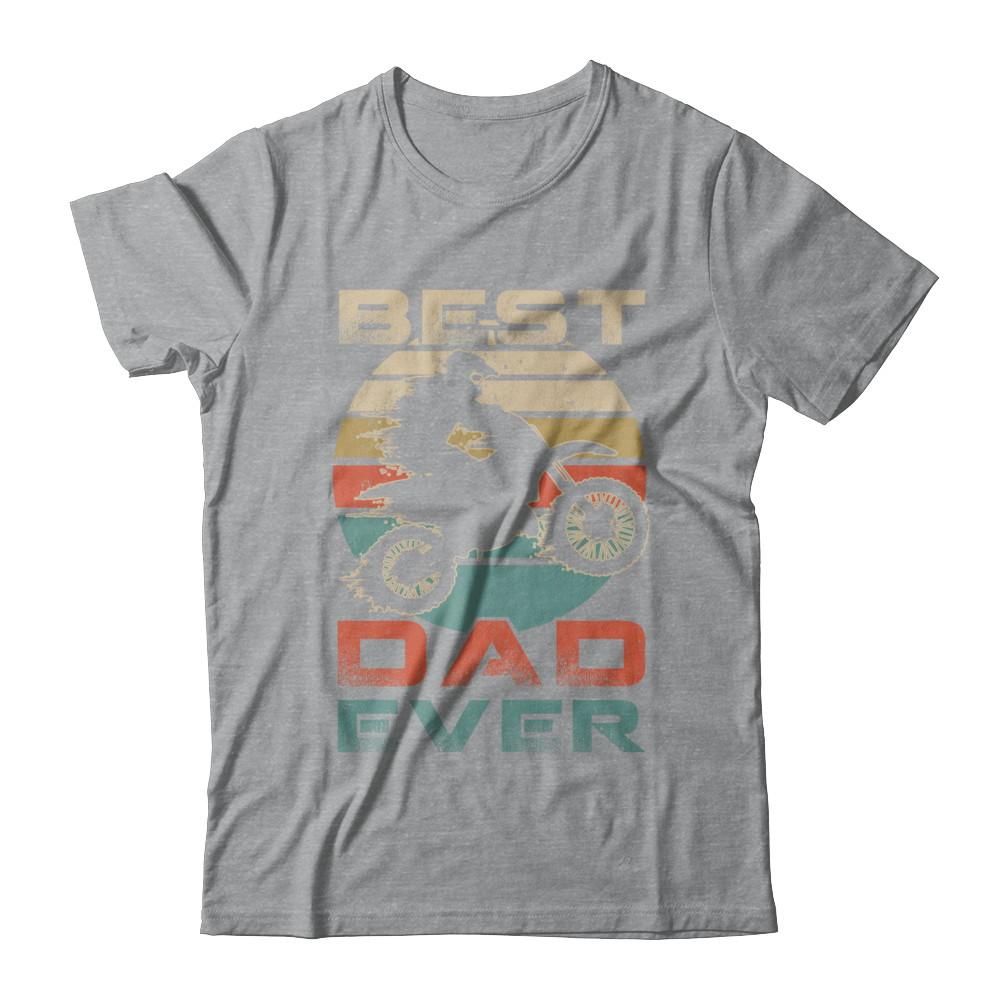 Vintage Best Motocross Dad Ever Gift Father's Day-T-Shirt & Hoodie-Classic T-Shirt-Sport Grey