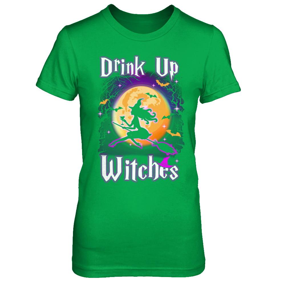 Drink Up Witches Funny Halloween-T-Shirt & Hoodie-Women's T-Shirt-Irish Green