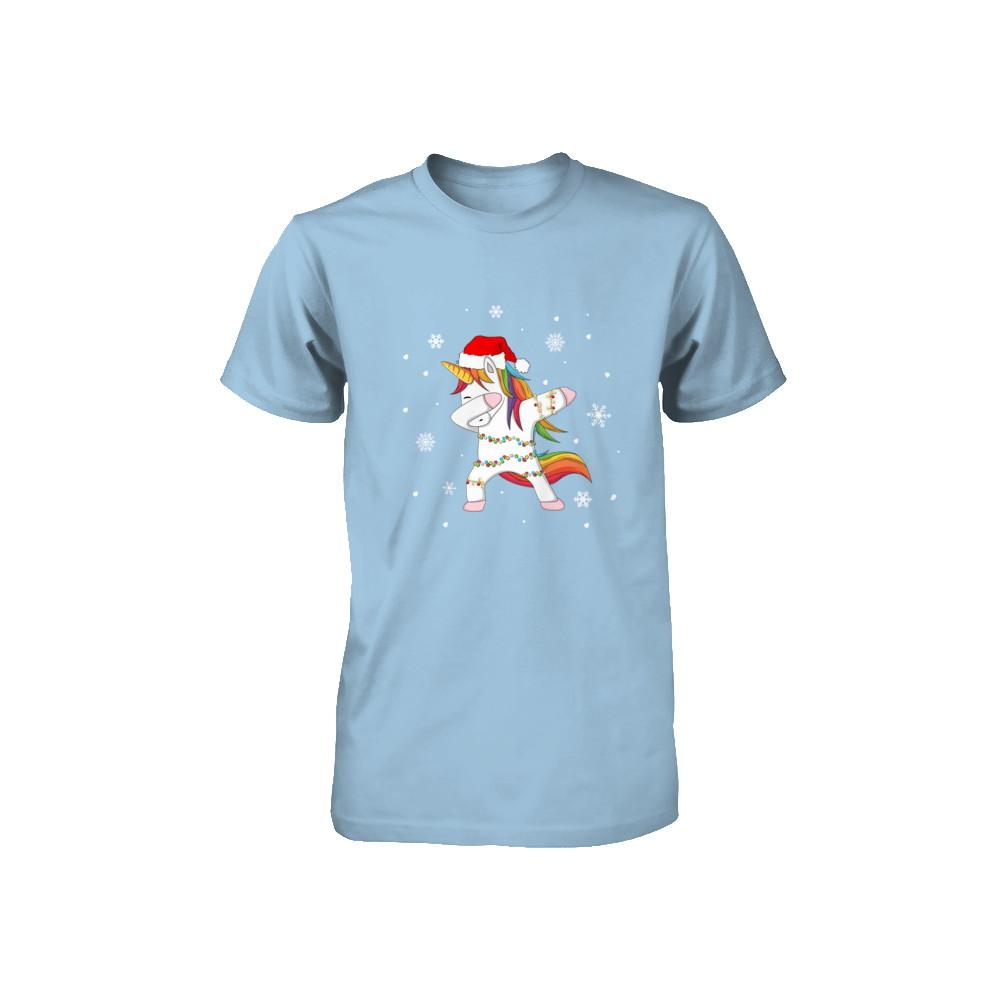 Dabbing Unicorn Ugly Christmas Sweater Girls Youth-Youth Shirt-Toddler T-Shirt-Light Blue