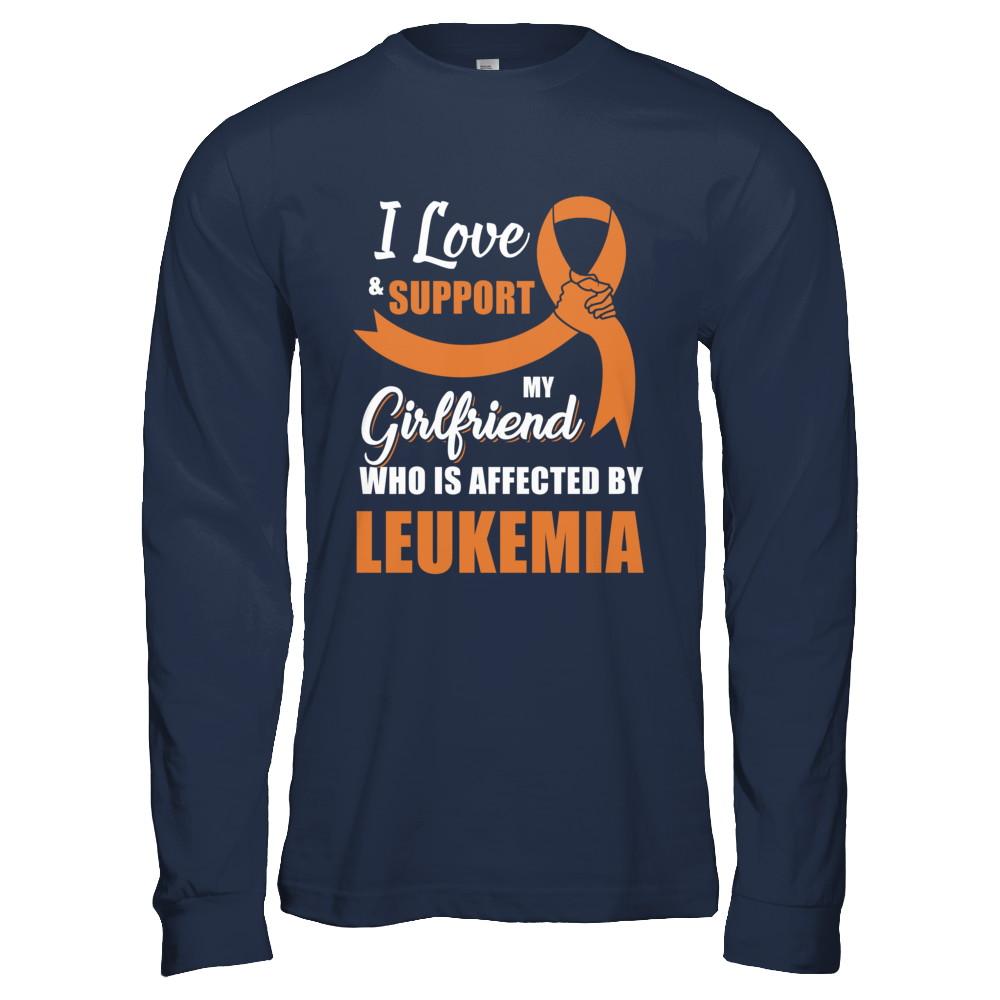 Leukemia Awareness Support Orange Girlfriend Boyfriend-T-Shirt & Hoodie-Long Sleeve T-Shirt-Navy
