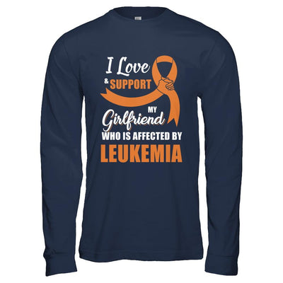 Leukemia Awareness Support Orange Girlfriend Boyfriend-T-Shirt & Hoodie-Long Sleeve T-Shirt-Navy