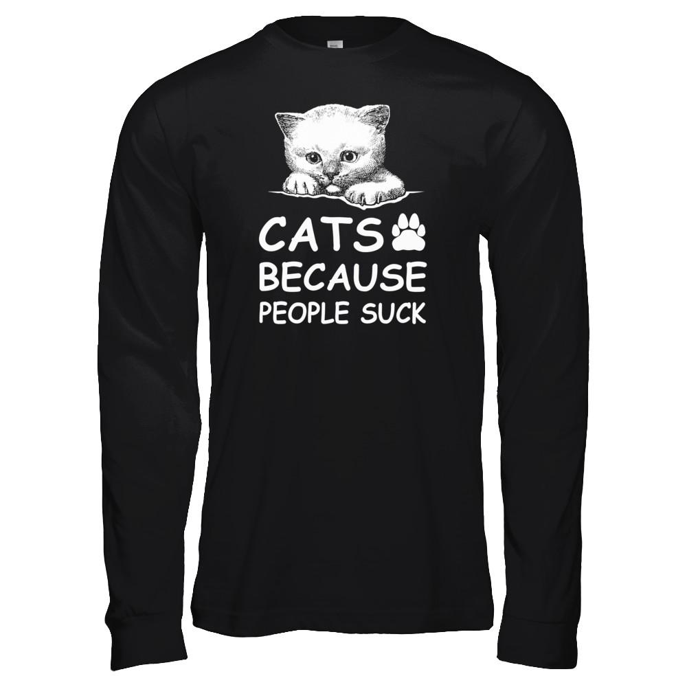 Cats Because People Suck-T-Shirt & Tank Top-Long Sleeve T-Shirt-Black