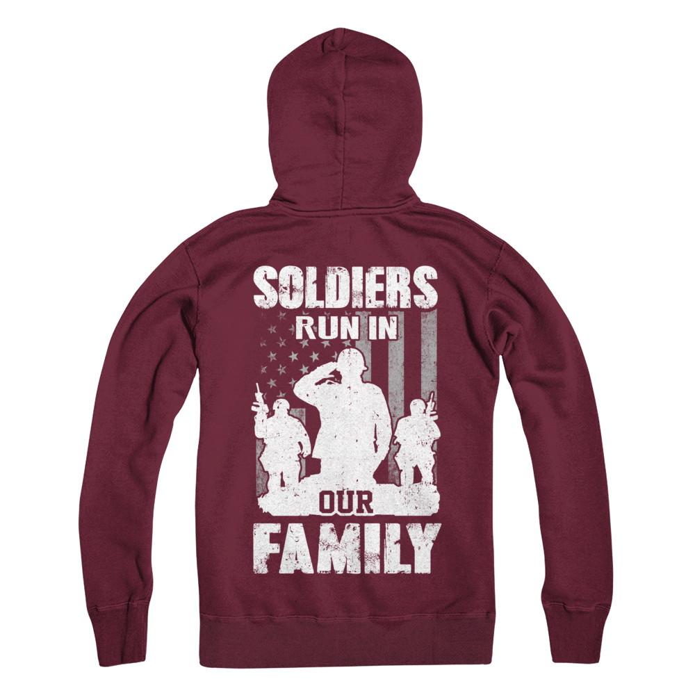 Soldiers Run In Our Family Veteran Dad Son-T-Shirt & Hoodie-Hanes - Heavyweight Pullover Hoodie-Maroon