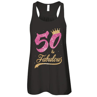 50 And Fabulous 1971 50th Birthday Gift-T-Shirt & Tank Top-Women's Flowy Racerback Tank-Black
