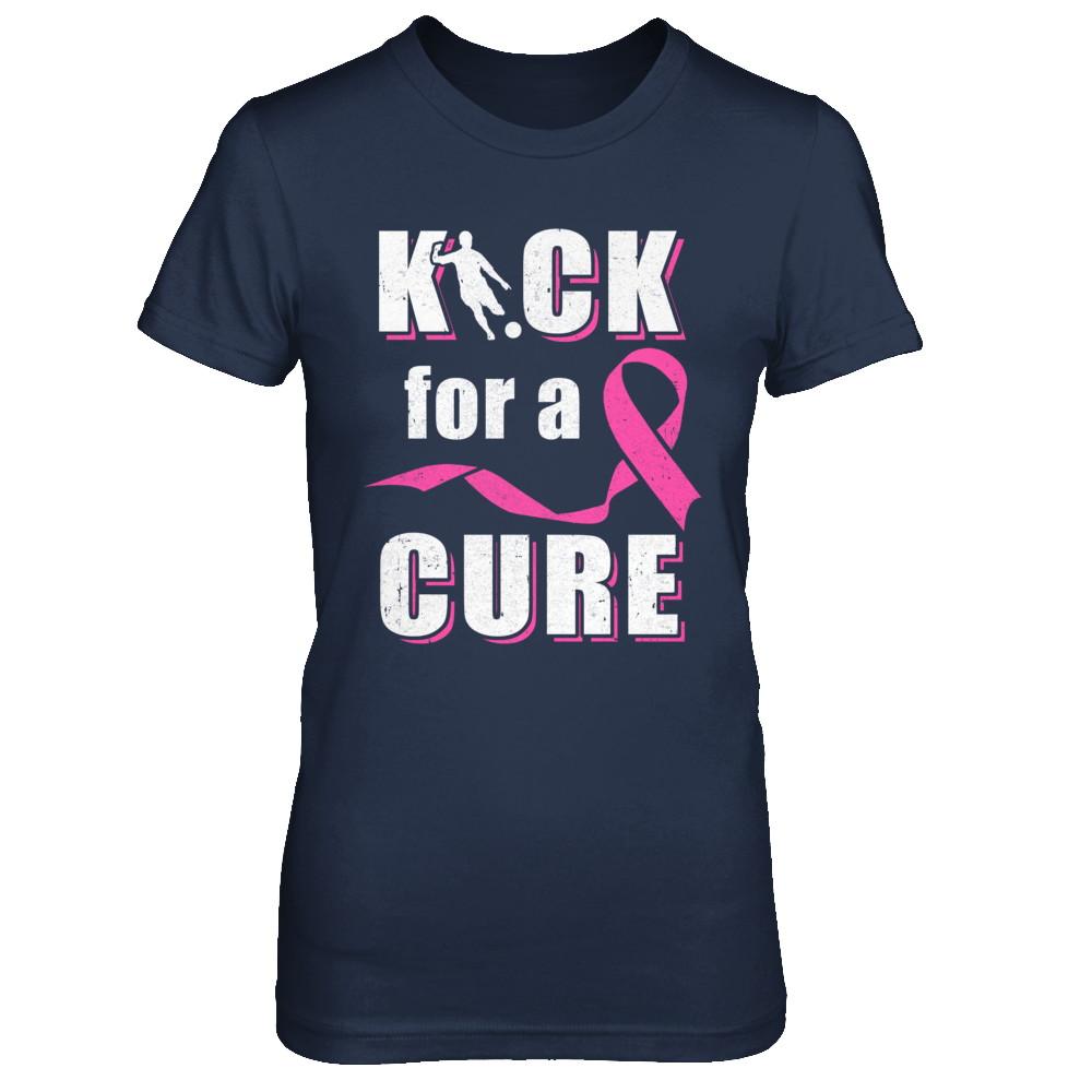 Kick For A Cure Soccer Pink Breast Cancer Awareness-T-Shirt & Hoodie-Women's T-Shirt-Navy
