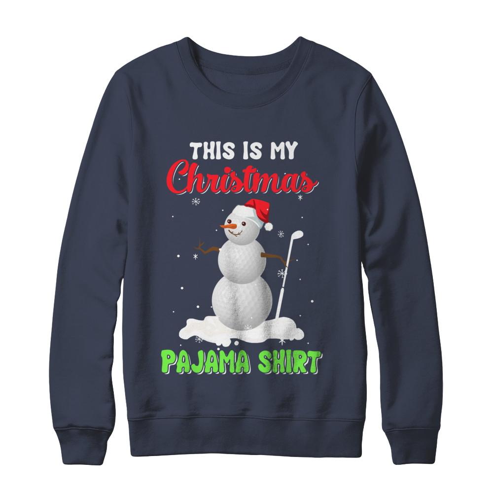 This Is My Christmas Pajama Xmas Snowman Golf-T-Shirt & Sweatshirt-Crewneck Sweatshirt-Navy
