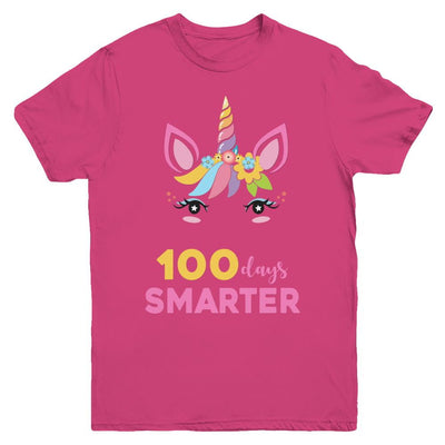 100 Days Smarter Of School Unicorn Girl Gifts Youth-Youth Shirt-Youth T-Shirt-Heliconia