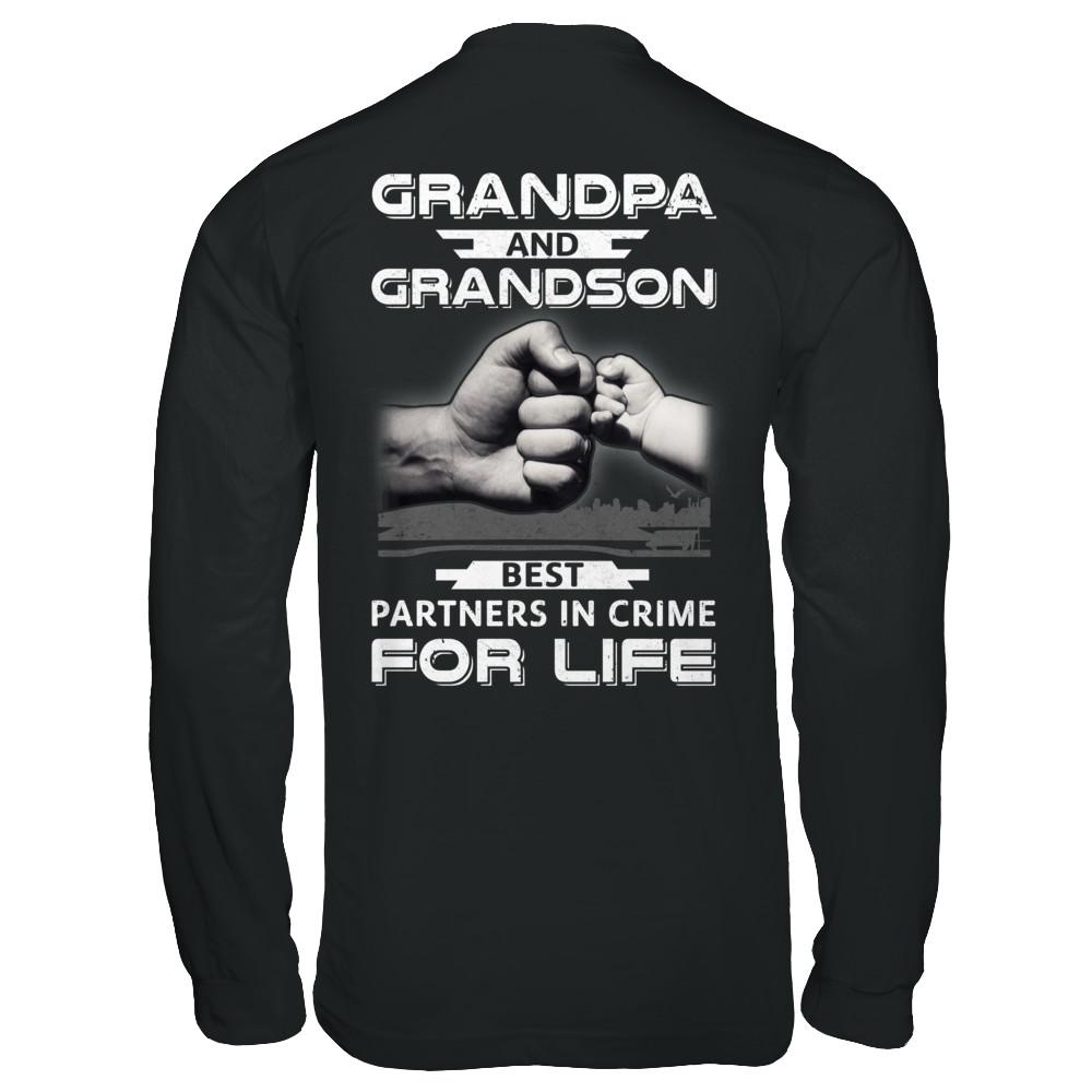 Grandpa And Grandson Best Partners In Crime For Life-T-Shirt & Hoodie-Long Sleeve T-Shirt-Black