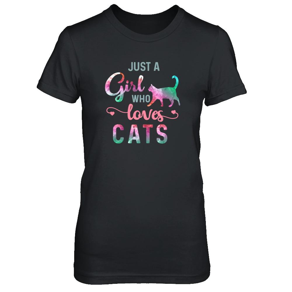 Just A Girl Who Loves Cats Cat Lover-T-Shirt & Tank Top-Women's T-Shirt-Black