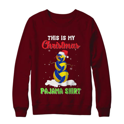 This Is My Christmas Pajama Xmas Snowman Volleyball-T-Shirt & Sweatshirt-Crewneck Sweatshirt-Maroon