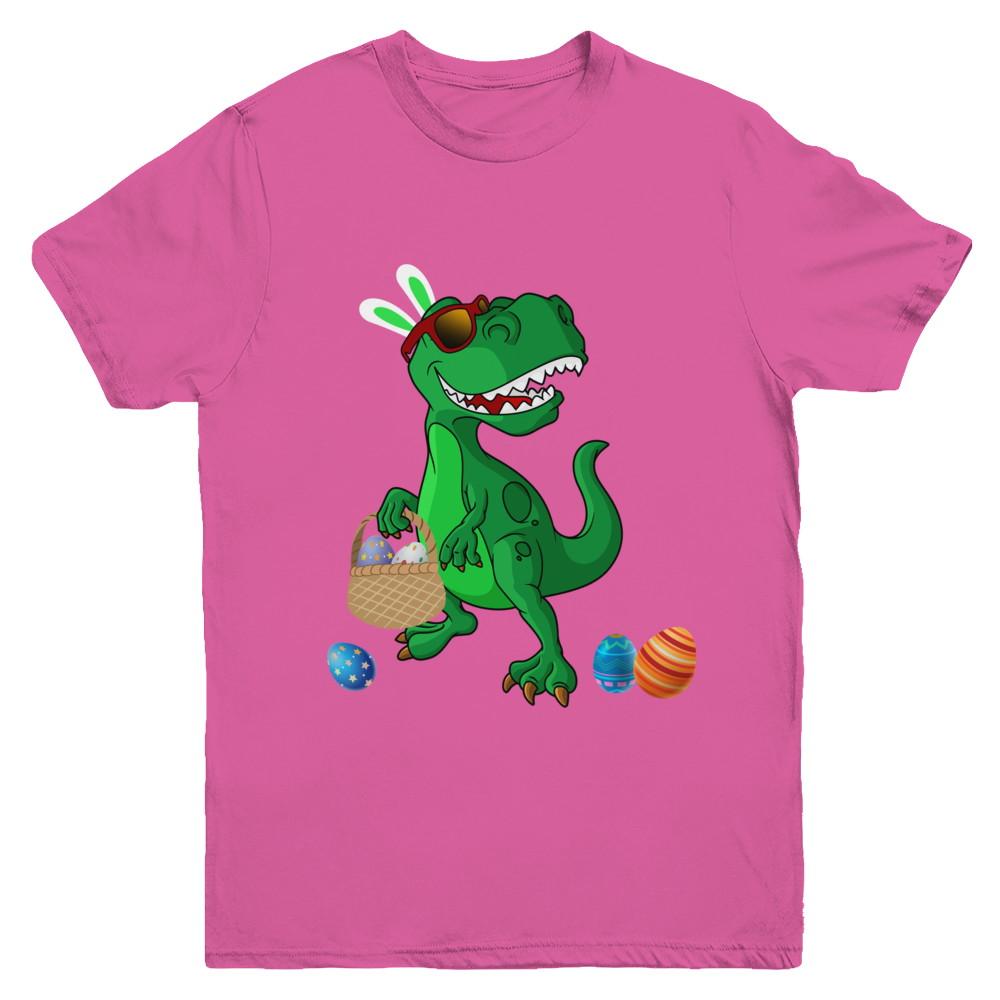 Funny Dabbing Cool Easter Bunny Dinosaur Youth-Youth Shirt-Youth T-Shirt-Heliconia