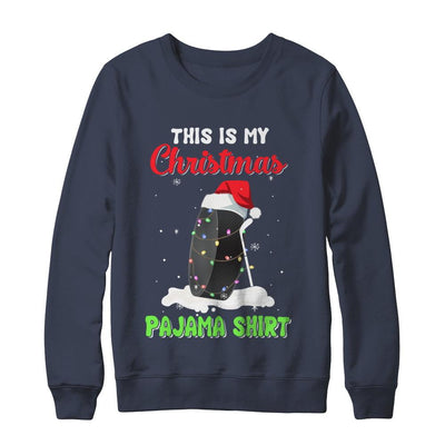 This Is My Christmas Pajama Xmas Hockey Santa-T-Shirt & Sweatshirt-Crewneck Sweatshirt-Navy