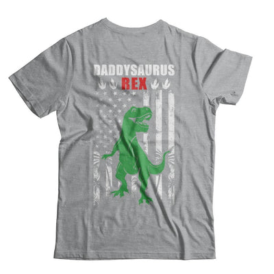 DaddySaurus Dad Dinosaur Rex American Flag Fathers Day-T-Shirt & Hoodie-Classic T-Shirt-Sport Grey