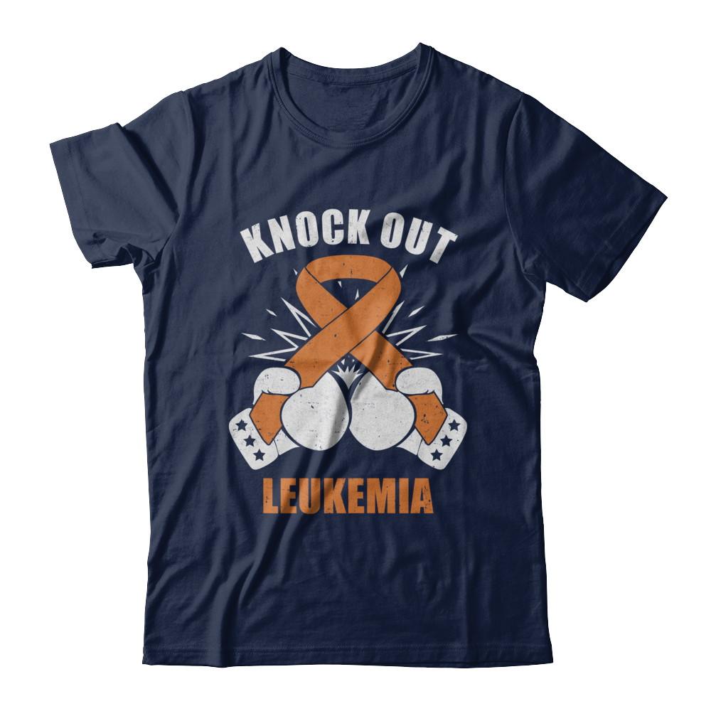 Boxing knock out Leukemia Awareness Support-T-Shirt & Hoodie-Classic T-Shirt-Navy