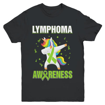 Inspirational Lymphoma Awareness Unicorn Support Youth-Youth Shirt-Youth T-Shirt-Black