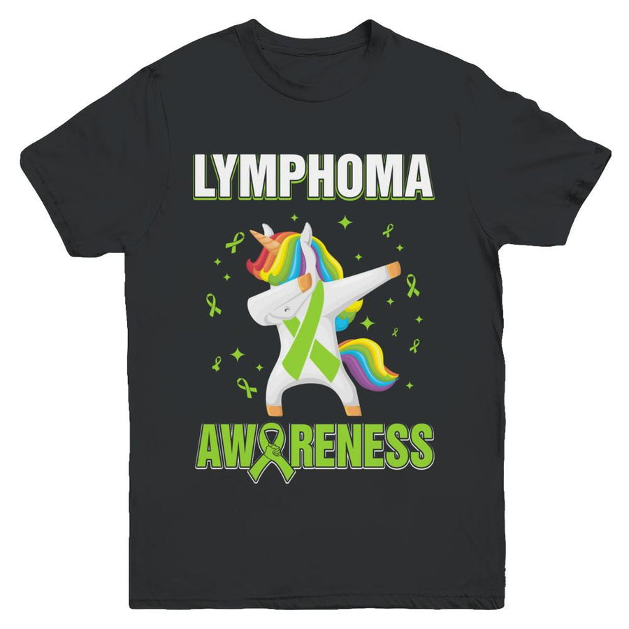 Inspirational Lymphoma Awareness Unicorn Support Youth-Youth Shirt-Youth T-Shirt-Black