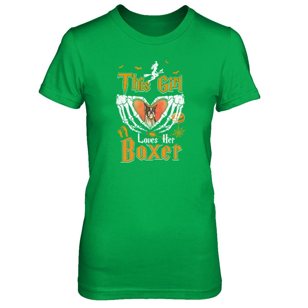 This Girl Love Her Dog Boxer Halloween-T-Shirt & Tank Top-Women's T-Shirt-Irish Green