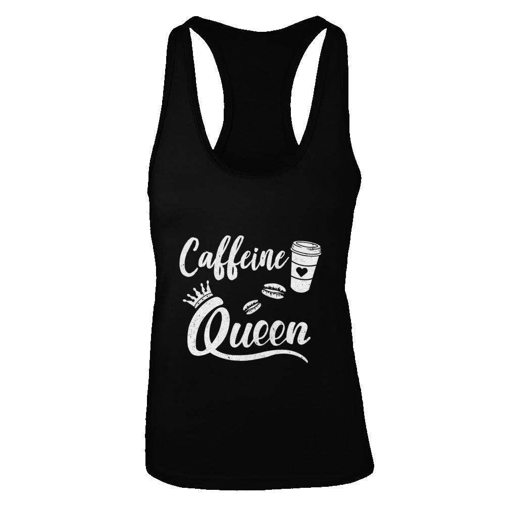 Caffeine Queen Coffee Queen Funny-T-Shirt & Tank Top-Women's Ideal Racerback Tank-Black