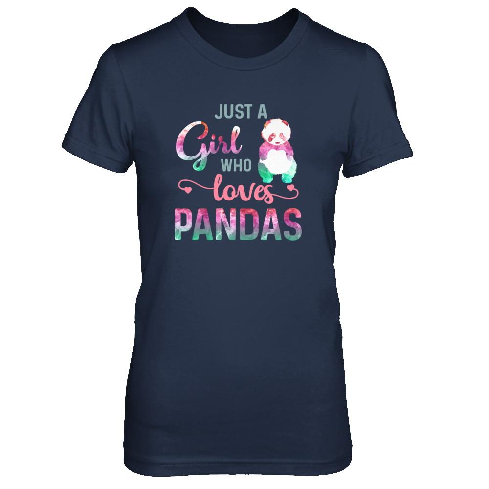 Just A Girl Who Loves Pandas Panda Lover-T-Shirt & Tank Top-Women's T-Shirt-Navy