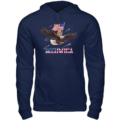 Meowica July 4Th Funny Cat On Eagle Independence Day-T-Shirt & Hoodie-Pullover Hoodie-Navy