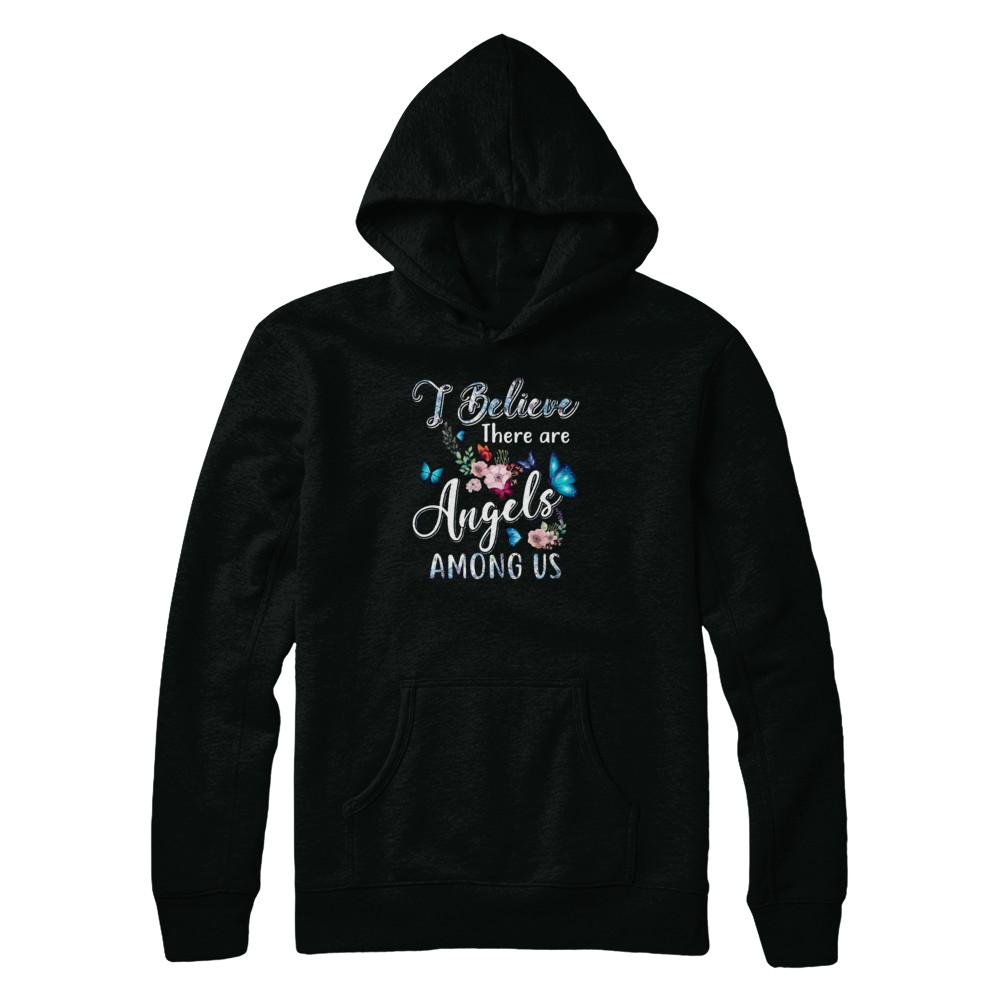 I Believe There Are Angels Among Us Cute Butterfly-T-Shirt & Tank Top-Pullover Hoodie-Black