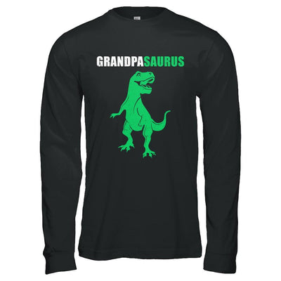 Grandpasarus Funny Dinosaur First Time Grandpa Fathers Day-T-Shirt & Hoodie-Long Sleeve T-Shirt-Black