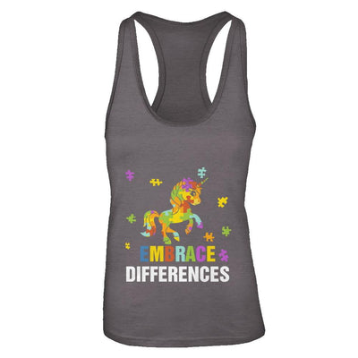 Autism Awareness Puzzle Piece Unicorn Embrace Differences-T-Shirt & Tank Top-