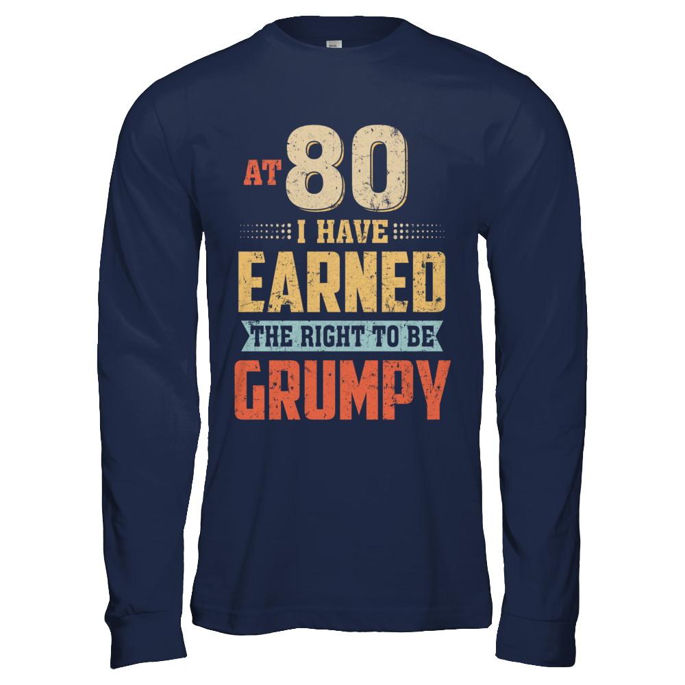 Vintage The Right To Be Grumpy 80th 1941 Birthday Gift-T-Shirt & Hoodie-Long Sleeve T-Shirt-Navy