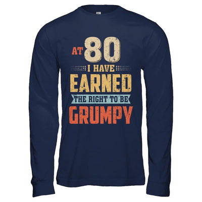 Vintage The Right To Be Grumpy 80th 1941 Birthday Gift-T-Shirt & Hoodie-Long Sleeve T-Shirt-Navy