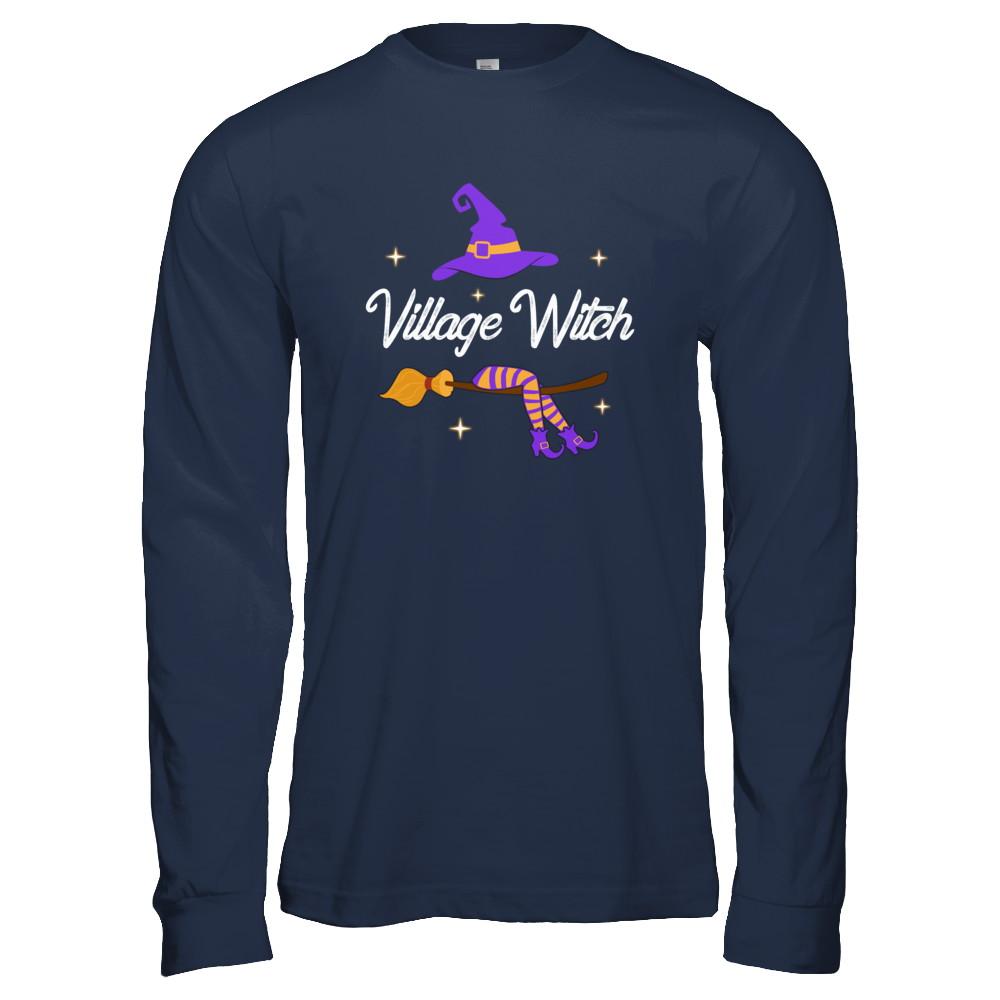 Village Witch Halloween-T-Shirt & Hoodie-Long Sleeve T-Shirt-Navy