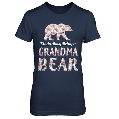 Grandma Bear Dinosaur Kinda Busy Being A Grandmabear-T-Shirt & Hoodie-Women's T-Shirt-Navy
