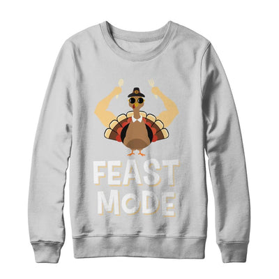 Feast Mode Food Funny Turkey Thanksgiving Day-T-Shirt & Sweatshirt-Crewneck Sweatshirt-White