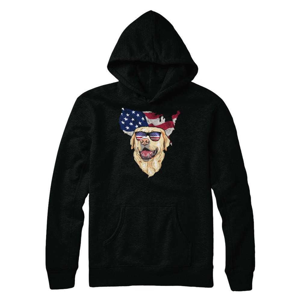 Funny Patriot Labrador Dog 4Th Of July American Flag-T-Shirt & Hoodie-Pullover Hoodie-Black